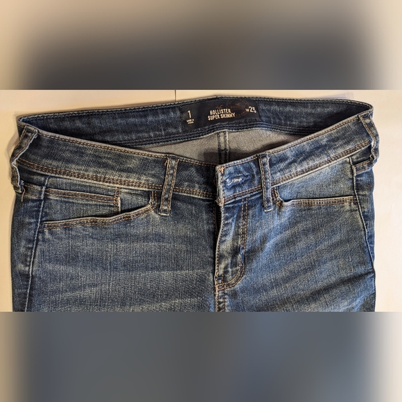 Hollister Girls Juniors Dark Wash Denim Super Skinny Mid Rise Jeans. Sz 1, W 25" - Picture 3 of 10